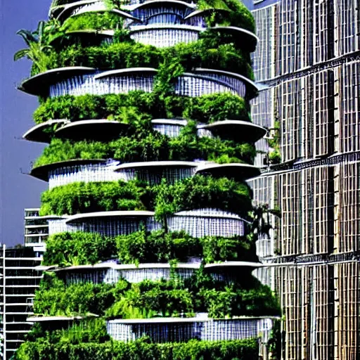 Image similar to a solar punk lush giant plants city, modern architecture by ricardo bofill, city of the jungle, by victorenrich