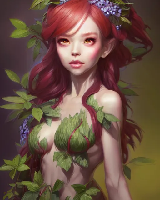 Image similar to character concept art of ssunbiki as a dryad | | foliage clothing, cute - fine - face, pretty face, realistic shaded perfect face, fine details by stanley artgerm lau, wlop, rossdraws, james jean, andrei riabovitchev, marc simonetti, and sakimichan, tranding on artstation