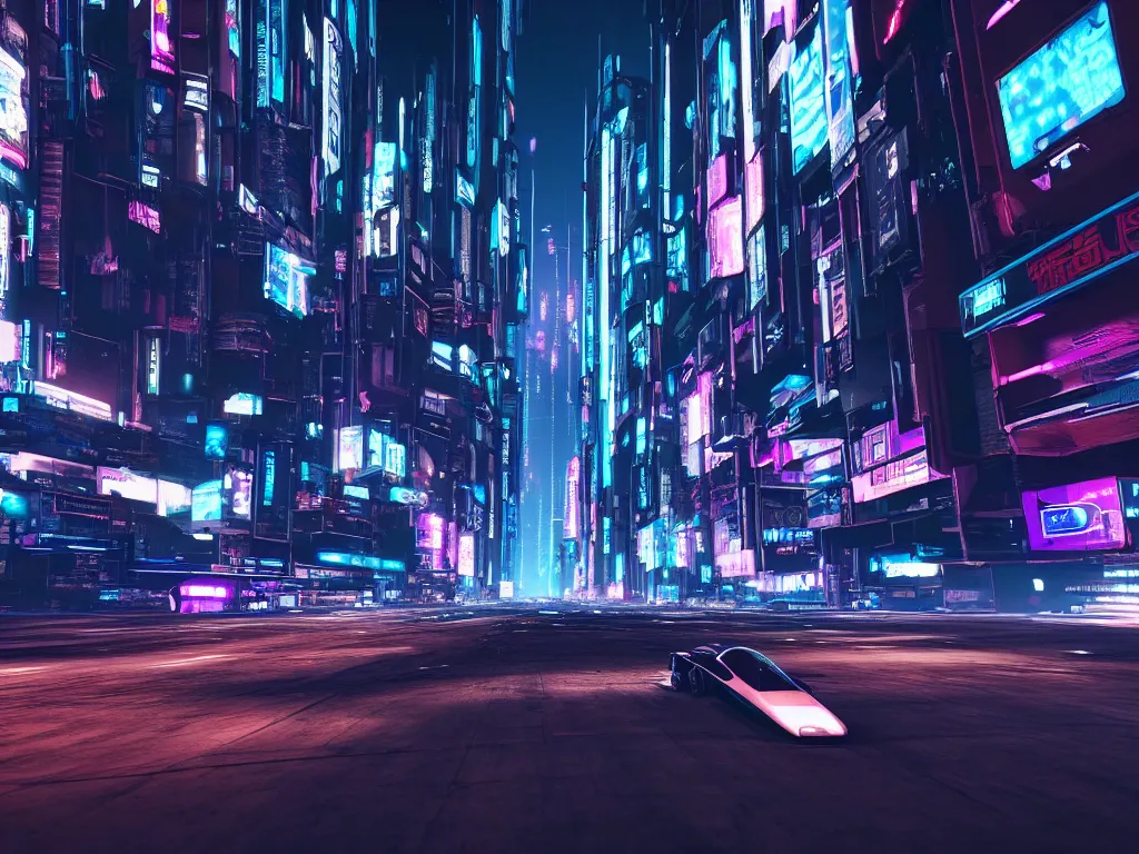 Prompt: vehicle flying through a cyberpunk city 4 k, hyper detailed