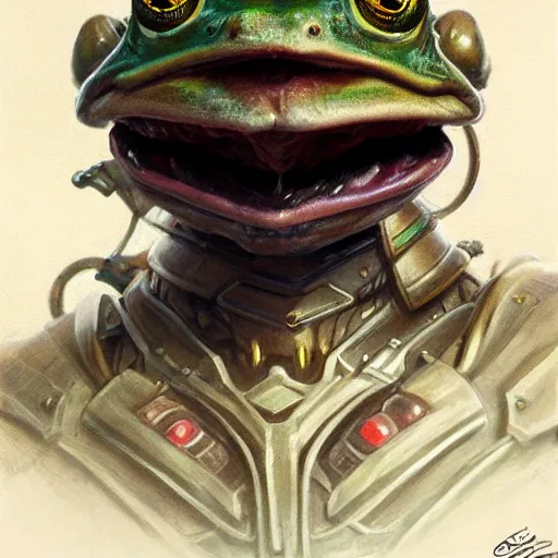 Image similar to frog as a realistic fantasy knight, closeup portrait art by donato giancola and greg rutkowski, realistic face, digital art, trending on artstation, symmetry!!, no helmet