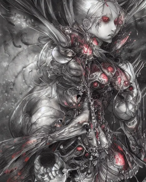 Image similar to death by Yoshitaka Amano 4k hyper detailed trending on artstation