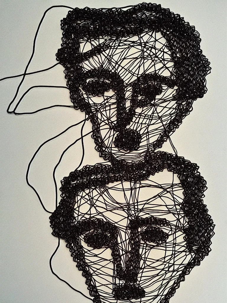 Image similar to wire art portrait inspired by egon schiele