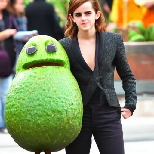 Image similar to emma watson as an avocado chair