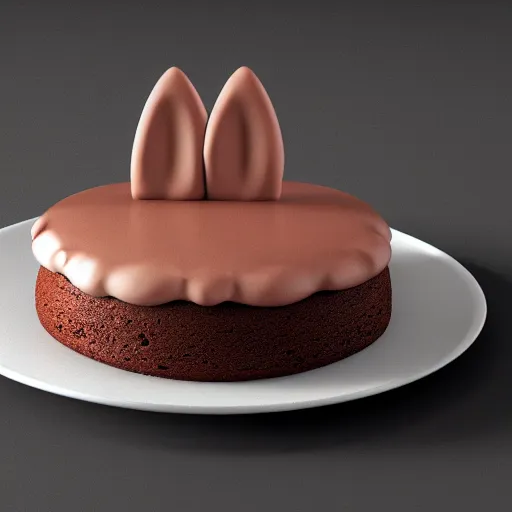 Prompt: chocolate cake shape like bunny, octane render, tasty, 8 k,