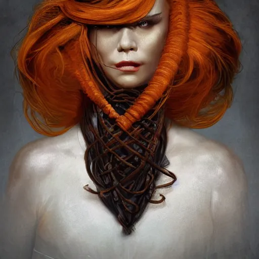 Prompt: portrait of a Shibari rope wrapped face and neck, headshot, insanely nice professional hair style, dramatic hair color, digital painting, of a old 18th century, Royal Emperor, amber jewels, baroque, Art Nouveaux, ornate clothing, scifi, realistic, hyper detailed, chiaroscuro, concept art, art by Franz Hals and Jon Foster and Ayami Kojima and Amano and Karol Bak,