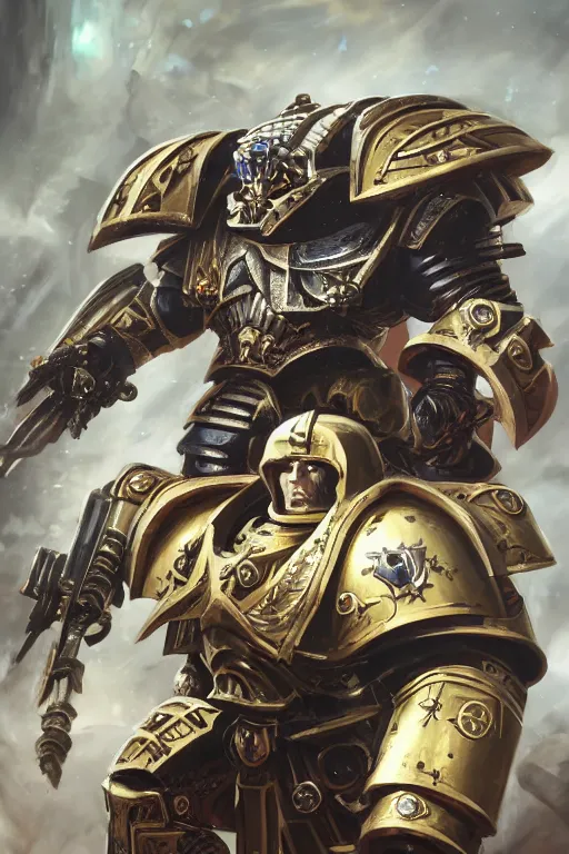 Image similar to armor portrait heros warhammer 4 0 k horus heresy fanart - the primarchs emperor by johannes helgeson animated with vfx concept artist & illustrator global illumination ray tracing hdr fanart arstation zbrush central hardmesh 8 k octane renderer comics stylized