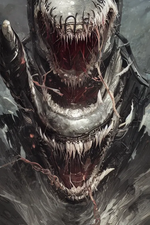 Prompt: A full portrait of a post apocalyptic spiderman screaming and became venom , intricate, highly detailed, digital painting, artstation, smooth, sharp focus, illustration, art by Krenz Cushart and Artem Demura and alphonse mucha