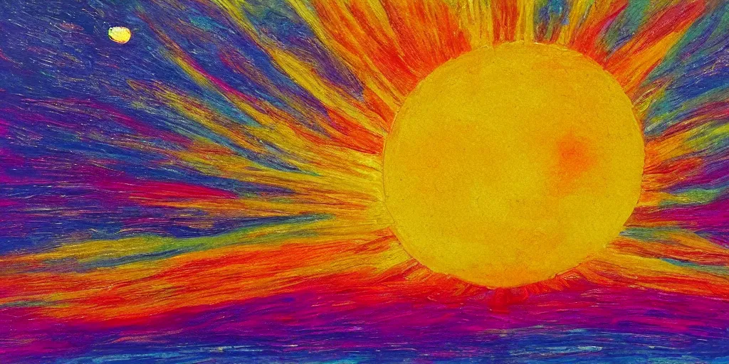 Image similar to sun farting into the universe, bright colours