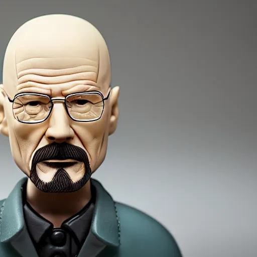 Prompt: walter white action figure, mattel, product photography, studio lighting, depth of field