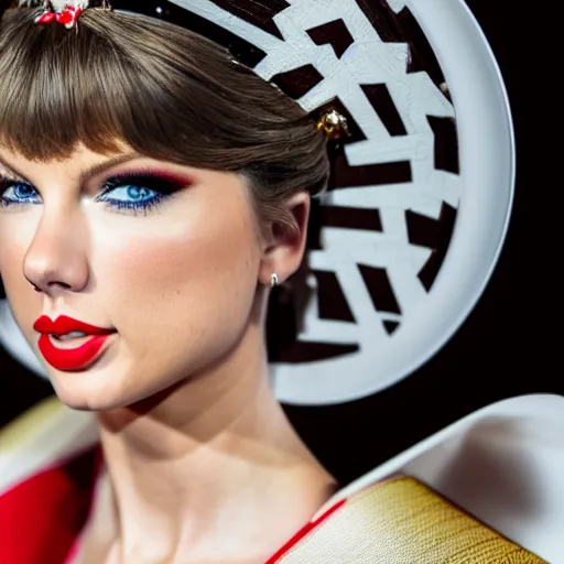 Image similar to hyper detailed, ultra sharp focus photo of taylor swift as a geisha, unreal engine, studio lighting, 8 k, dslr, 8 5 mm f / 1. 8 by sam shaw