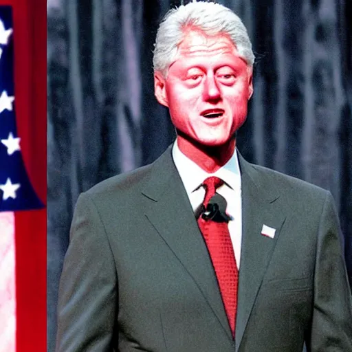 Prompt: realistic photo of bill clinton wearing a dress,