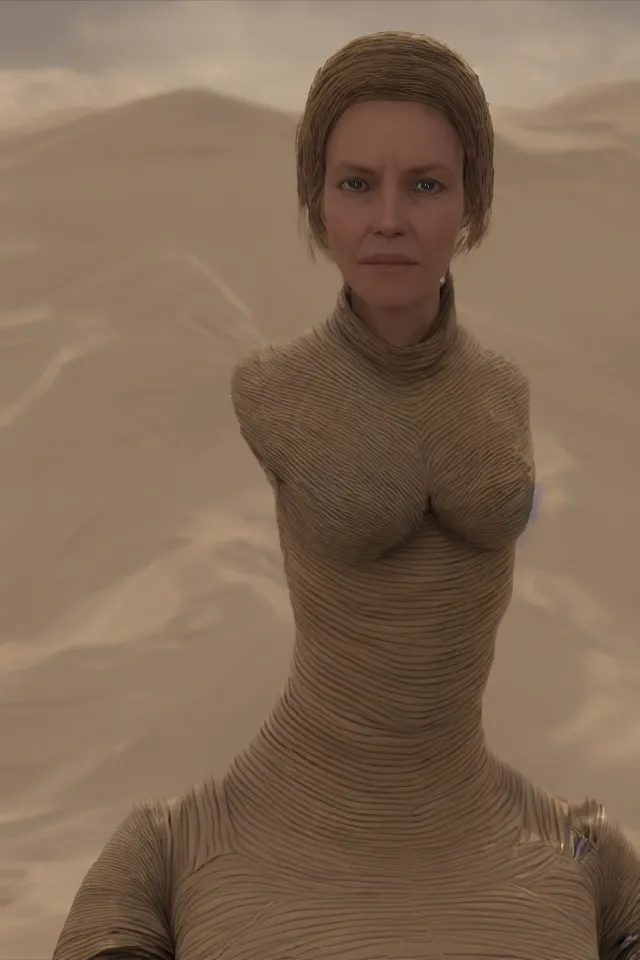 Image similar to a portrait addison rae as a bene gesserit of dune, highly detailed, hyperrealistic, 8 k, unreal engine