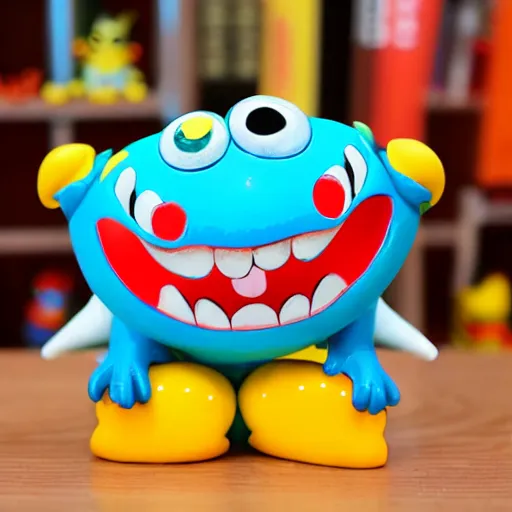 Image similar to cartoon cute baby monster sculpture toy on display