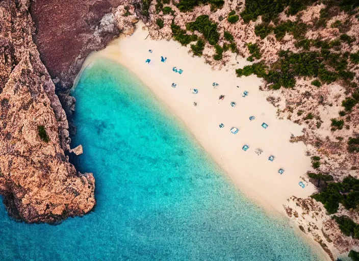 Image similar to symmetry!! a 2 8 mm macro aerial view of a beautiful beach in greece, photography, film, film grain, canon 5 0 mm, cinematic lighting