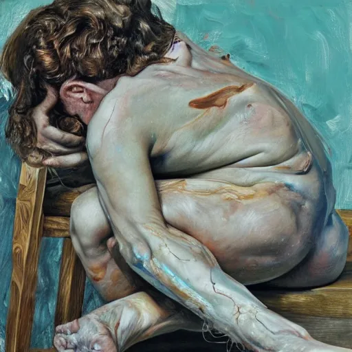 Prompt: high quality high detail painting by lucian freud and jenny saville, hd, mutation, turquoise