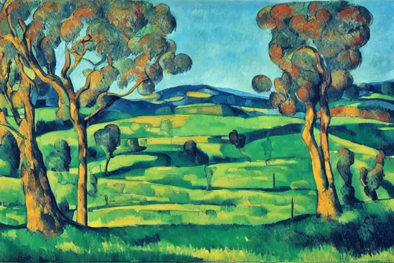 Prompt: masterpiece painting of oak trees on a hillside overlooking a creek, bypatrick heron patrick nagel, patrick nasmyth patrick pietropoli patrick pye patrick woodroffe paul bird paul bodmer paul bril paul cadmus paul cezanne paul cornoyer paul cezanne paul davis