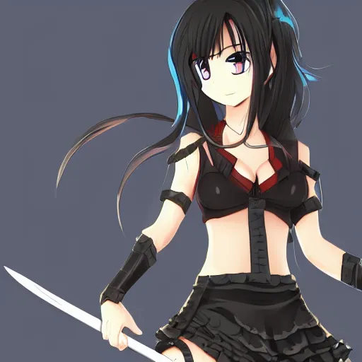 Prompt: anime girl holding a spear, action pose, highly detailed beautiful, pixiv