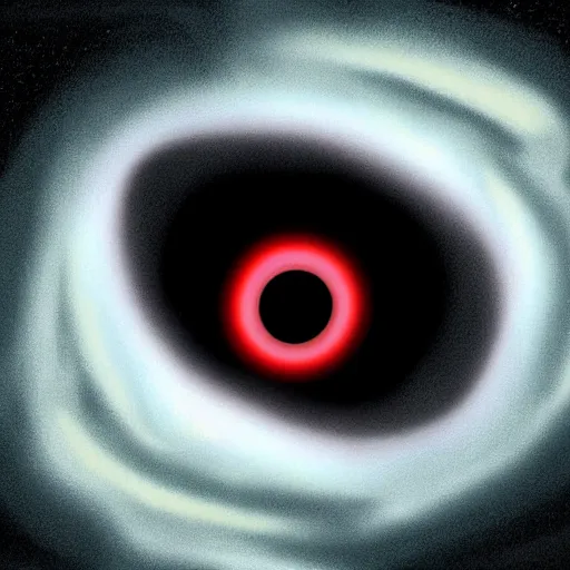 Image similar to a black hole opens up revealing a giant red eye, digital art