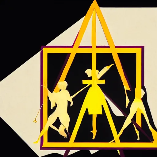 Prompt: logo with people inside in the triangle, Leonardo da Vinci style