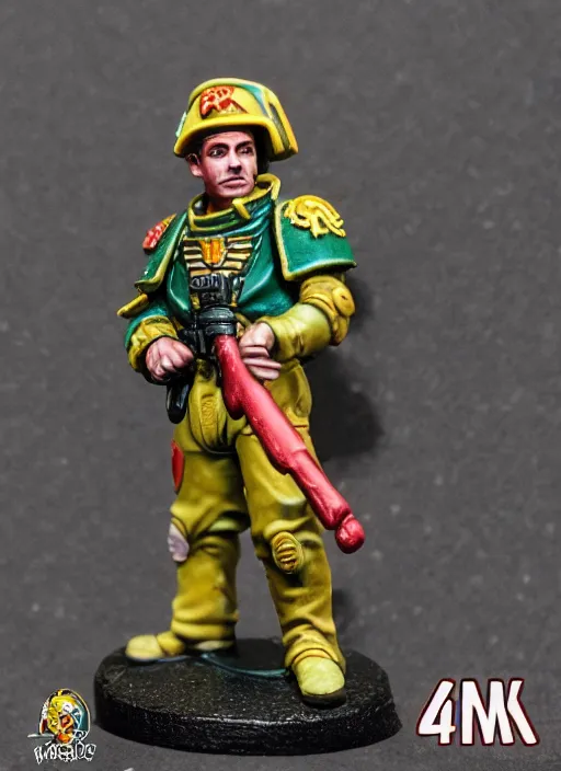 Image similar to 8 0 mm resin detailed miniature of a warhammer 4 0 k space marine pizza delivery man, product introduction photos, 4 k, full body,