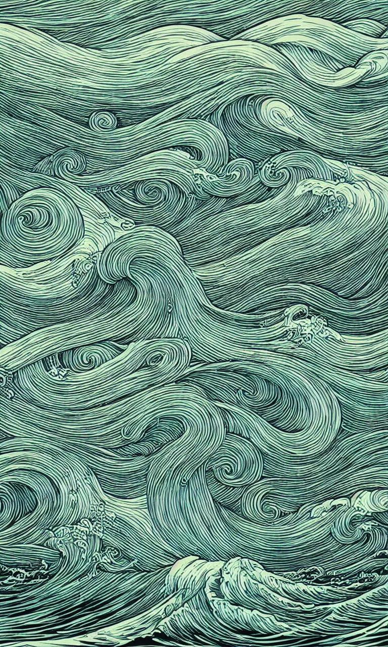 Image similar to hypervivid intense mcbess, the sea by dan mumford