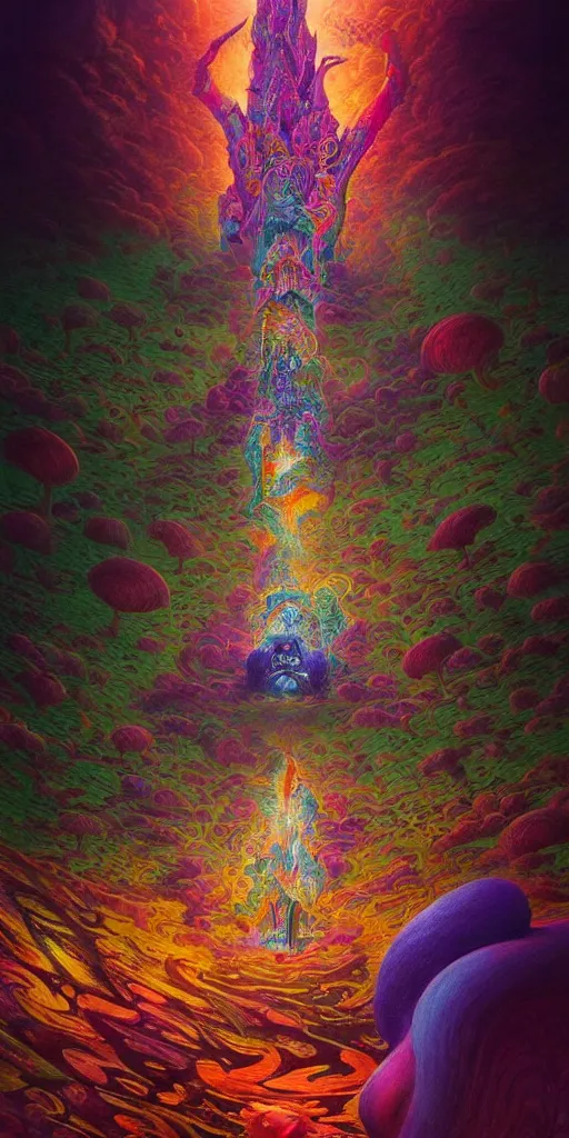 Prompt: An extremely psychedelic abstract illustration of gatewat to celestial dreams, colorful, surreal, dramatic lighting, magic mushrooms, psilocybin, LSD, detailed, intricate, elegant, highly detailed, digital painting, artstation, concept art, smooth, sharp focus, illustration, art by Krenz Cushart, greg rutkowski and zdzislaw beksinski and alphonse mucha, unreal engine 5 render, 8k