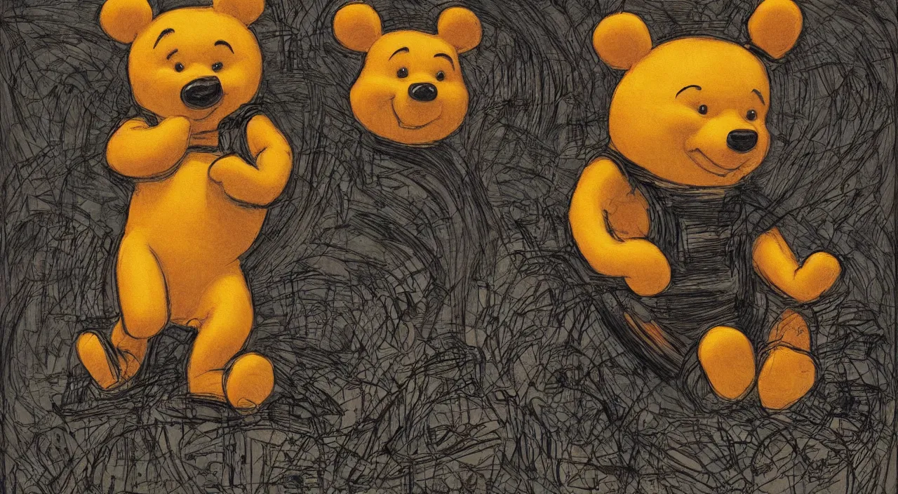 Prompt: Vinnie the Pooh by H. R. Giger