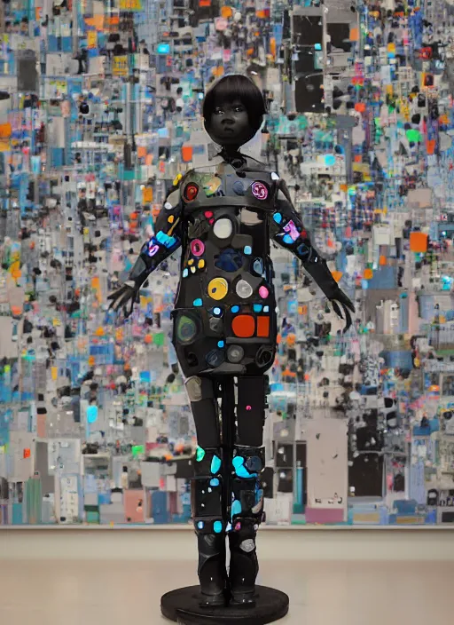 Prompt: studio photograph of a contemporary art sculpture of a modular quirky yorha android, by hikari shimoda, by jack gaughan