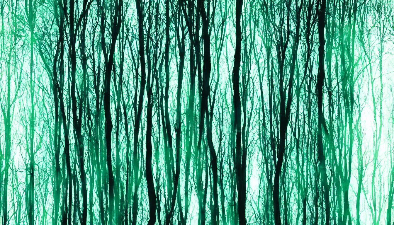 Prompt: green and blue ombre forest