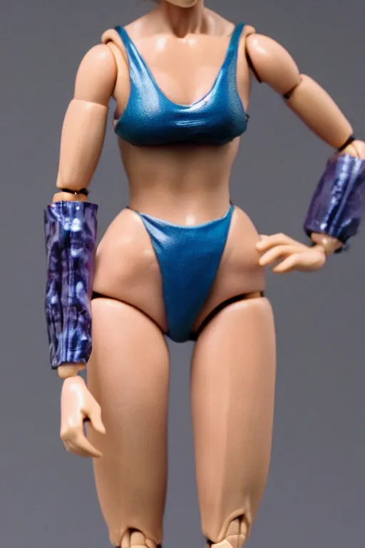 Image similar to 8 k high definition, 1 9 8 beautiful bikini kenner style action figure, full body, highly detailed, science fiction, photorealistic