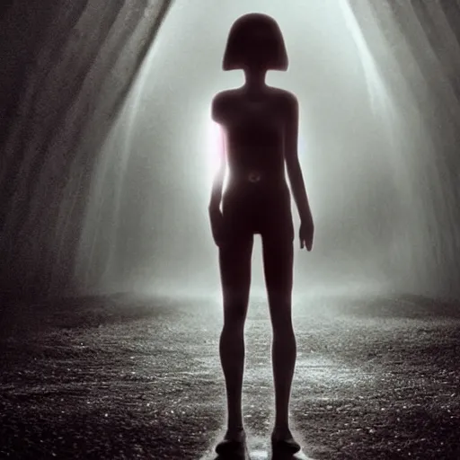 Image similar to movie still of the alien girl, cinematic composition, cinematic light, by alejandro jodoroswky