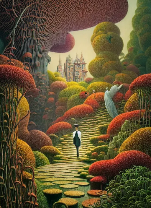 Image similar to hyper detailed 3d render like a Oil painting - the secret garden by Jacek Yerka, Mariusz Lewandowski, Houdini algorithmic generative render, Abstract brush strokes, Masterpiece, Edward Hopper and James Gilleard, Zdzislaw Beksinski, Mark Ryden, Wolfgang Lettl, hints of Yayoi Kasuma, octane render, 8k