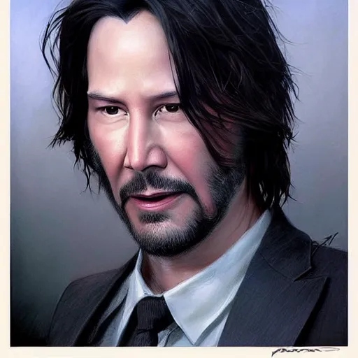 Image similar to keanu reeves in Pixar style by Stanley Artgerm and Tom Bagshaw