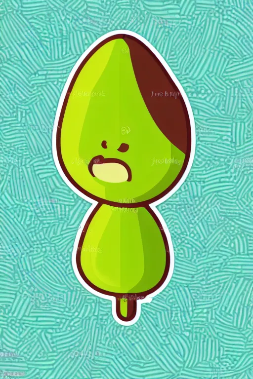 Image similar to Baby avocado, sticker, anthropomorphic, colorful, fantasy, artstation, illustration, highly detailed, simple, smooth and clean vector curves, no jagged lines, vector art, smooth