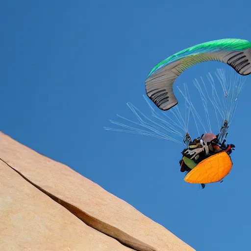 Image similar to hyperrealistic close shot of a turtle paragliding