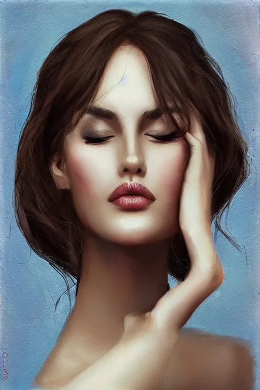 Image similar to “beautiful woman portrait in style of hulya ozdemir”