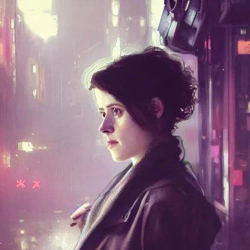 Prompt: claire foy, hyperrealistic portrait, bladerunner street, art of elysium by jeremy mann and alphonse mucha, fantasy art, photo realistic, dynamic lighting, artstation, poster, volumetric lighting, very detailed face, 4 k, award winning