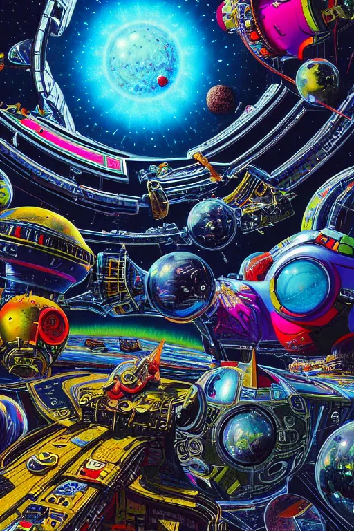 Image similar to maximalist detailed space scene lowbrow scifi artwork by kidsquidy. ray tracing hdr polished sharp