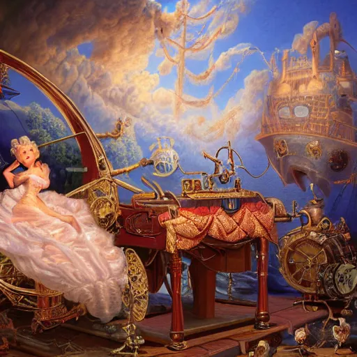 Image similar to the chief engineer of design, Realistic, Regal, Refined, Detailed Digital Art, Michael Cheval, Walt Disney (1937), François Boucher, Oil Painting, Steampunk, Highly Detailed, Cinematic Lighting, Unreal Engine, 8k