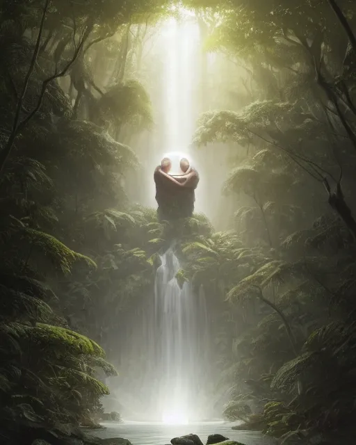 Prompt: a lonely earth god draped in white cloth, face hiding behind cloth, standing inside a tropical forest, by sung choi by john kirby artgerm and greg rutkowski by ivan shishkin, octane render, unreal engine, watercolor, telephoto, 8 k, natural lighting, in a symbolic and meaningful style