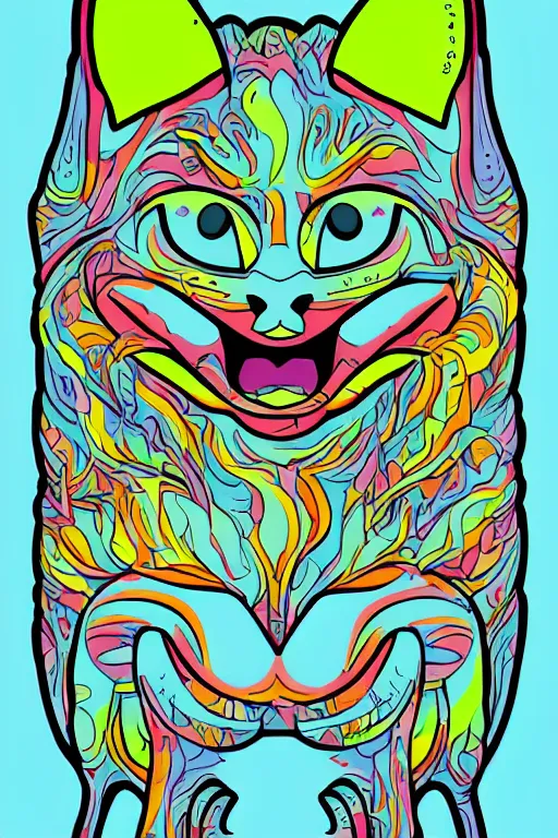 Image similar to demon cat, art by brian miller, sticker, colorful, illustration, highly detailed, simple, smooth and clean vector curves, no jagged lines, vector art, smooth