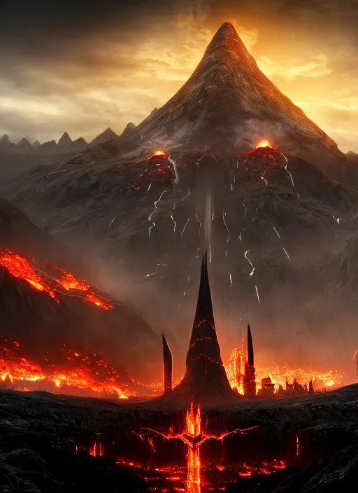 Image similar to whatever you think mordor really looks like, real life, realistic, photograph, 4 k, detailed