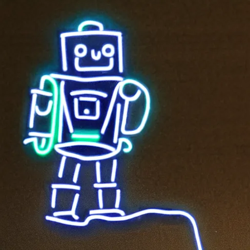 Image similar to robot with a neon 2 engraved on its exoskeleton