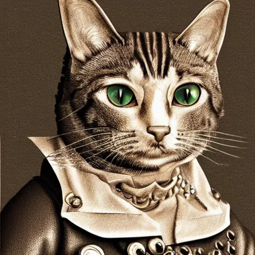 Prompt: photorealistic portrait of a steampunk cat