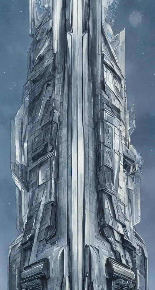 Image similar to huge futuristic building, illustration by gerald brom, detailed, sharp, 8 k