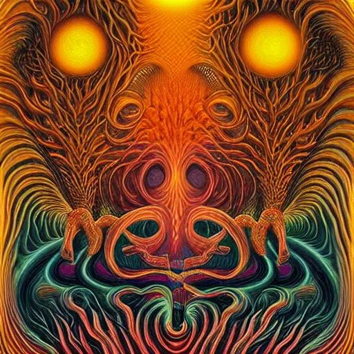 Prompt: the world melting into a new realm of brave understanding, dmt trip experience, by robert williams, casey weldon