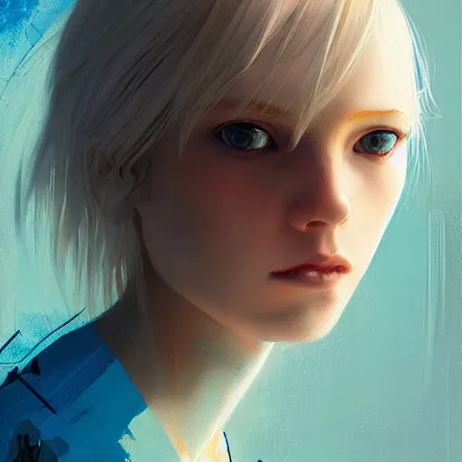 Image similar to Beautiful girl with a blond hair and blue eyes profile picture by Greg Rutkowski, asymmetrical, Organic Painting , Matte Painting, geometric shapes, hard edges, street art, trending on the artstation, realistic:2 by Sachin Teng:4, blur: -4