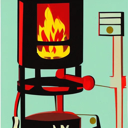 Prompt: 5 0 s illustration for a nuclear powered stove, painterly