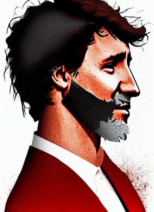 Image similar to a profile portrait of justin trudeau with a zippered opening into skull showing the cranial cavity, zippered opening in skull, inside head cobwebs, dust and rats, digital art, highly detailed