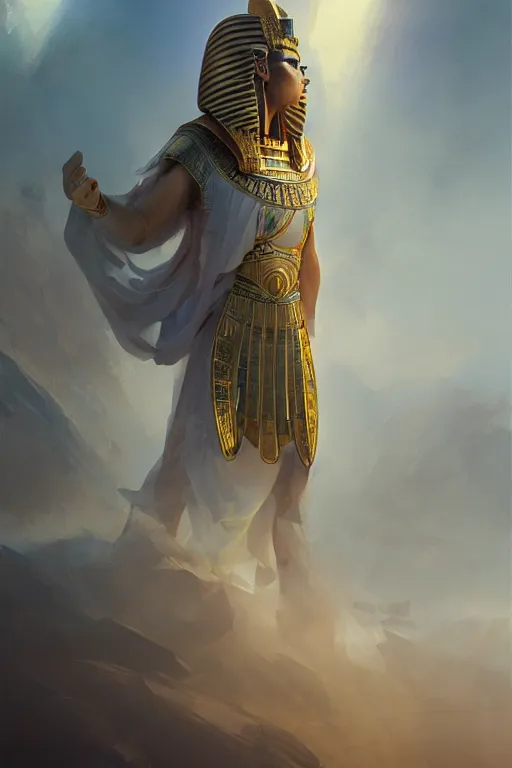 Prompt: egyptian god, light, intricate, elegant, volumetric lighting, digital painting, highly detailed, artstation, sharp focus, illustration, ruan jia, rutkowski